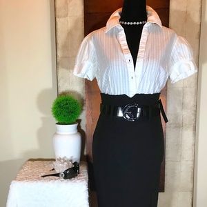 NWT Attitude Women’s Black High Waist Pencil Skirt With Belt